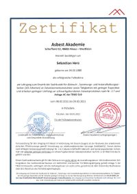 Asbest Zertifikat